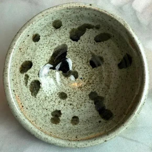 Vintage MCM Japanese Style Artisan Tea-Ware Stoneware Three Tea Cups & Bowl